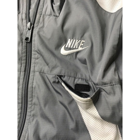 Nike Sportswear Zip Jacket Track Mesh Gray White Stripe Large L 14 16 - Picture 5 of 14